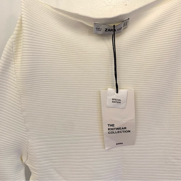 Zara White one shoulder sweater NWT - Picture 6 of 7